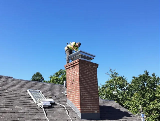 Deltona Chimney Sweep technician measuring a chimney cap in Deltona, FL