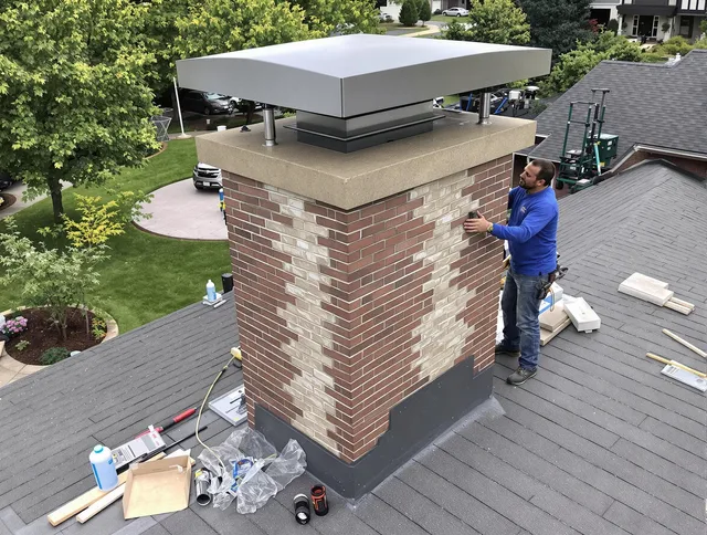 Deltona Chimney Sweep team working on a custom chimney remodel in Deltona, FL